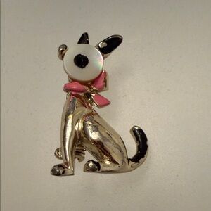 Gold and Pink Dog Brooch (B23)